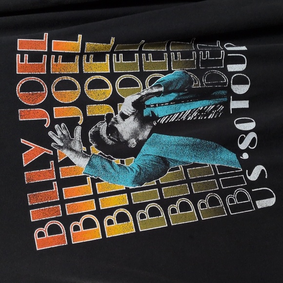 Billy Joel US 1980 Tour T-shirt-Vintage Look - Picture 2 of 6